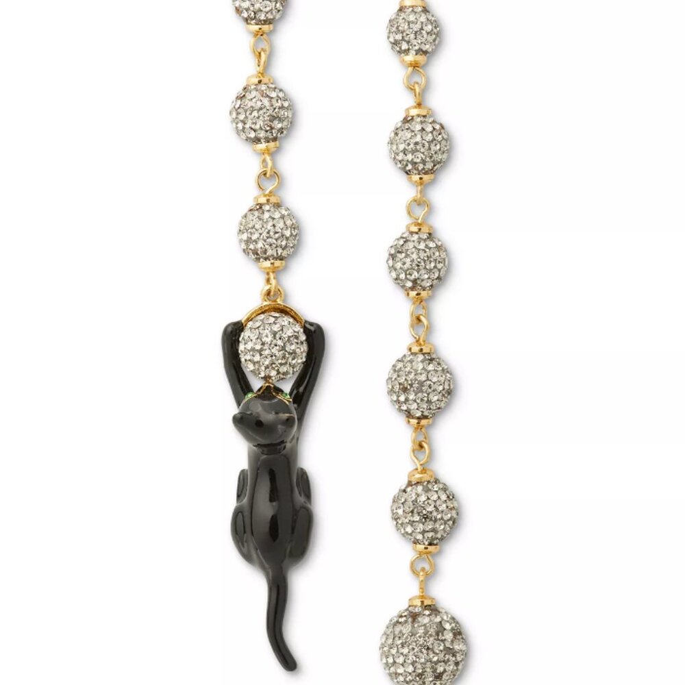 Gold-Tone Crystal Fireball & Cat Linear Mismatch Drop Earrings